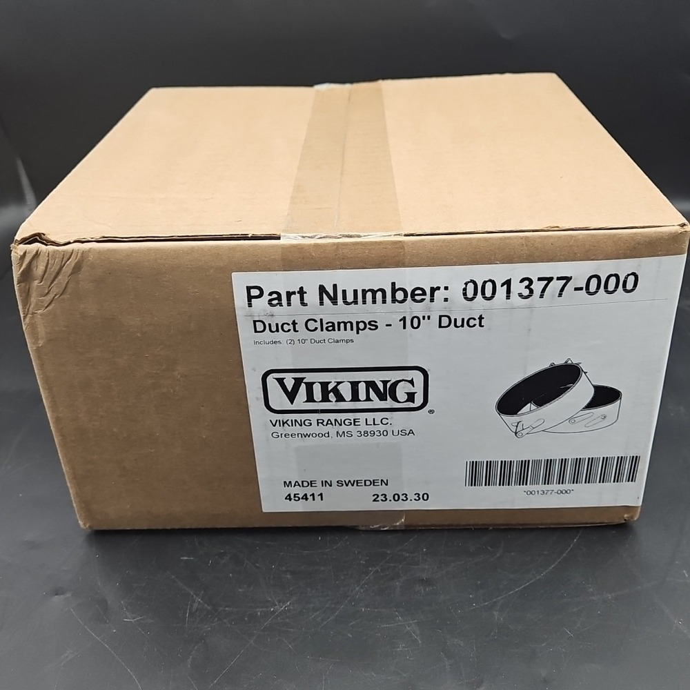 Viking Range Duct Clamps 10" Duct 001377-000 Brand New In Box Sealed